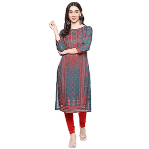 BIBA Women Rayon Straight Kurta